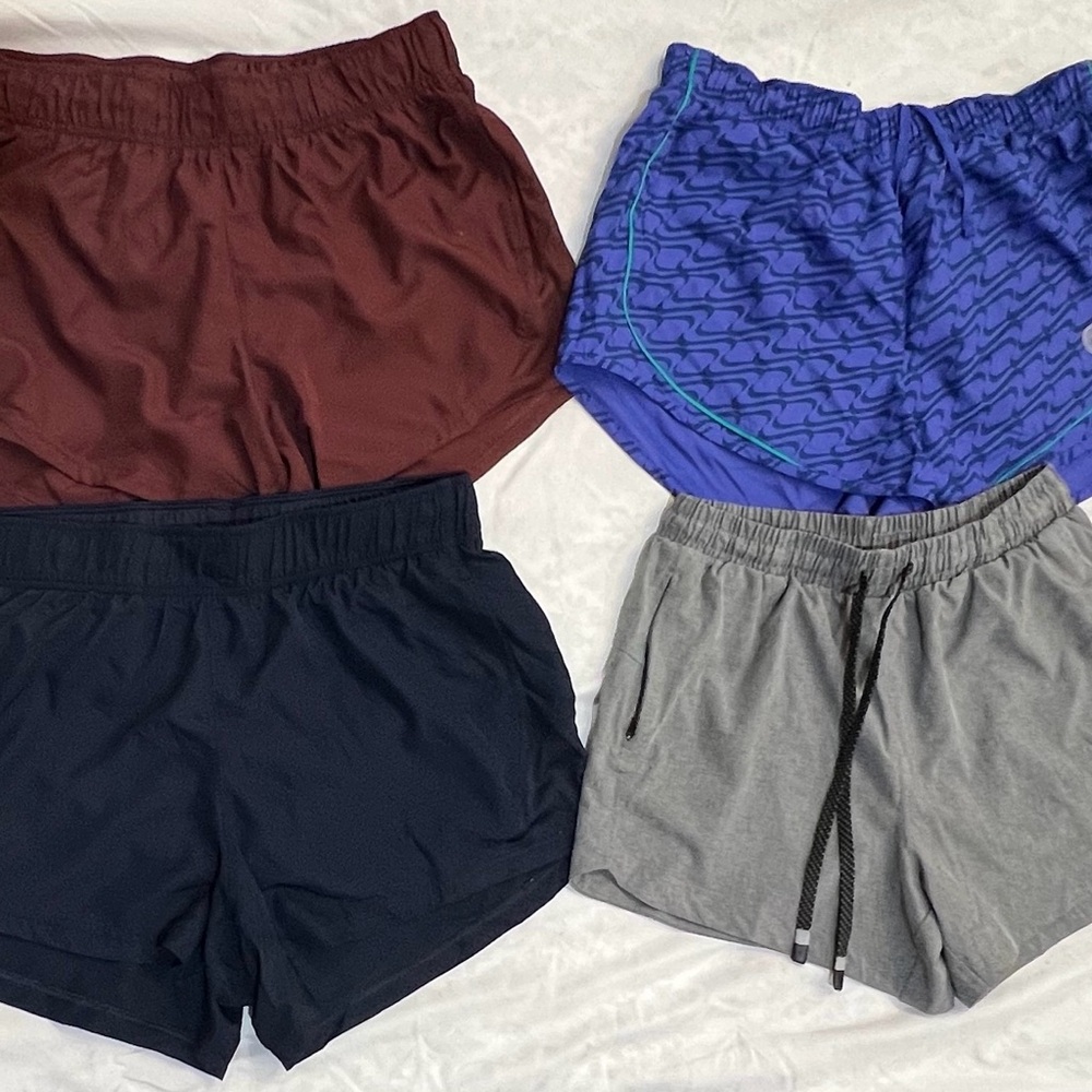 Women’s Athletic Shorts - Blue, Maroon, Black, Gray.